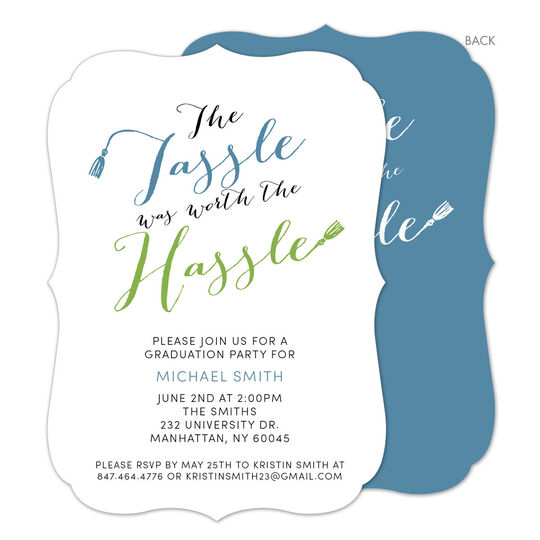 Blue and Green Tassle Graduation Invitations